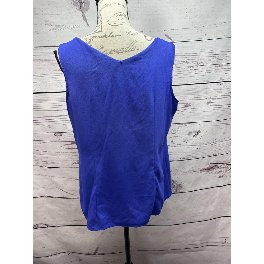 Worthington Royal Blue V-Neck Pleated Sleeveless Blouse Size Large - Picture 4 of 4